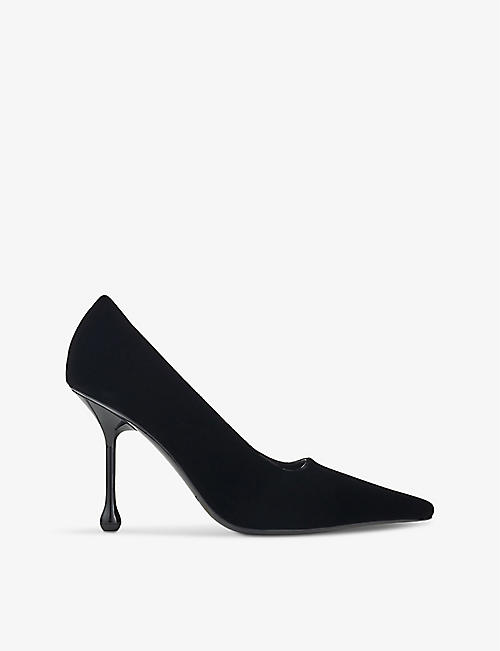 JIMMY CHOO: Ixia 95 tonal-stitching velvet heeled courts