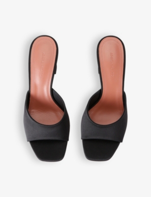 Amina Muaddi Lupita Suede Pedestal Mule Sandals In Black