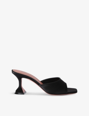 Amina Muaddi Womens Black Lupita 70 Suede Heeled Mules