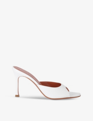 AMINA MUADDI: Alexa 90 leather heeled mules