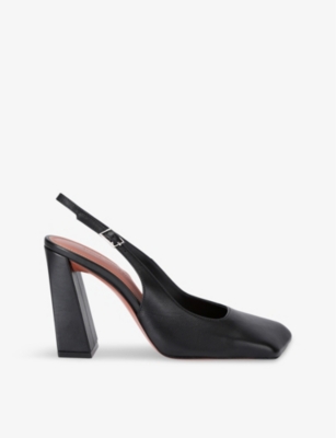 AMINA MUADDI: Charlotte square-toe leather heeled pumps