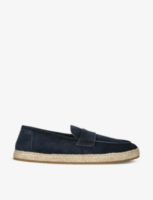 BRUNELLO CUCINELLI: Espadrille-sole suede penny loafers