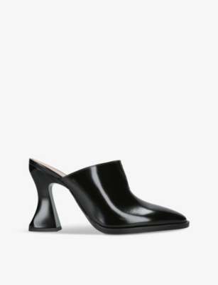 Bottega Veneta Womens Black Cha Cha 100 Leather Curved-heel Mules In Black