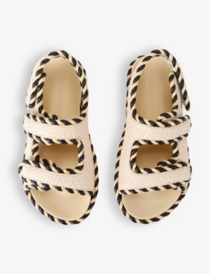 Bottega Veneta Womens Beige Comb Jack Braided Leather Sandals In Beige Comb
