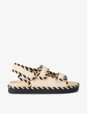 Bottega Veneta Womens Beige Comb Jack Braided Leather Sandals In Beige Comb