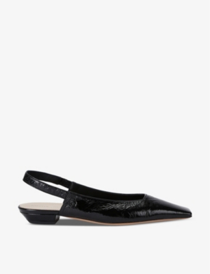 Shop Khaite Women's Black Colin Leather Slingback Courts