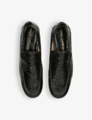 Shop Khaite Women's Black Alessia Leather Loafers