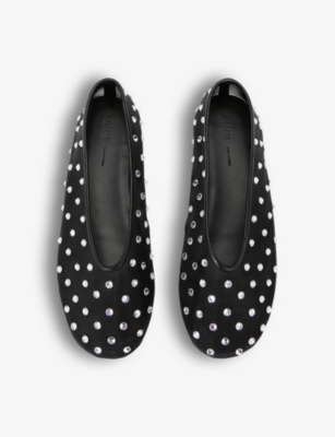 KHAITE: Marcy crystal-embellished mesh ballet flats