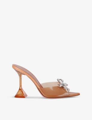 Amina Muaddi Womens Blush Rosie Crystal-embellished Pvc Heeled Courts