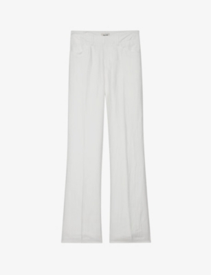 Zadig & Voltaire Zadig&voltaire Womens Blanc Pistol High-rise Flared-leg Woven Trousers