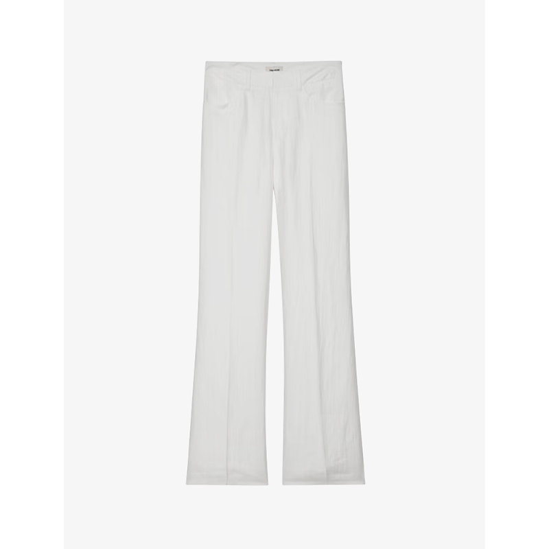 Zadig & Voltaire Zadig&voltaire Womens Blanc Pistol High-rise Flared-leg Woven Trousers