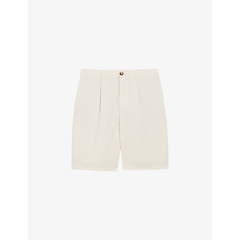 Shop Ted Baker Fulhum Front-pleat Regular-fit Cotton Shorts In White