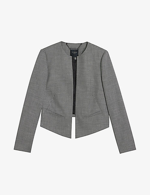 TED BAKER: Yutaka round-neck cropped stretch-woven jacket
