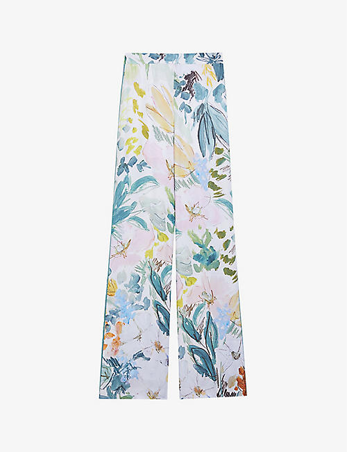 TED BAKER: Sarca floral-print wide-leg woven trousers