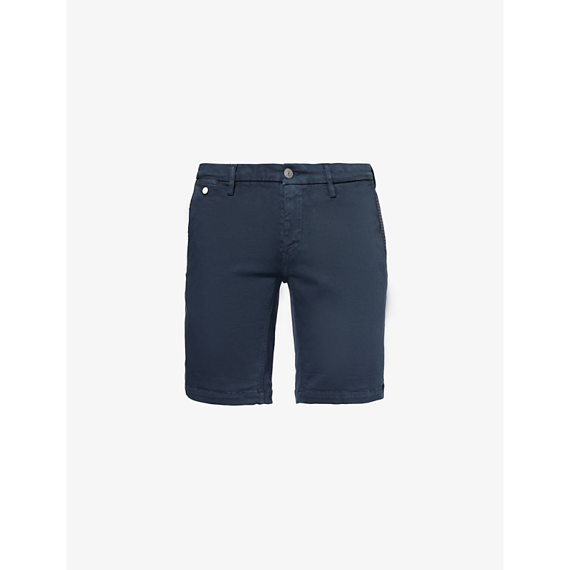 Shop Replay Men's Blue Benni Mid-rise Straight-leg Stretch-denim Shorts