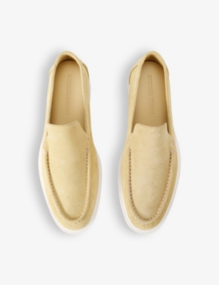 Shop Bottega Veneta Mens Beige Astaire Contrast-sole Suede Loafers
