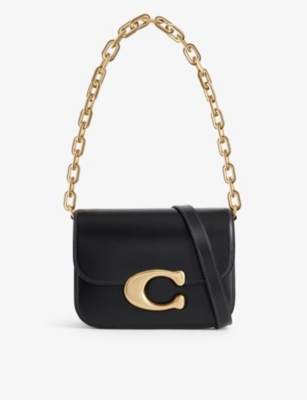 Shop Coach Idol Logo-hardware Leather Crossbody Bag In B4/black