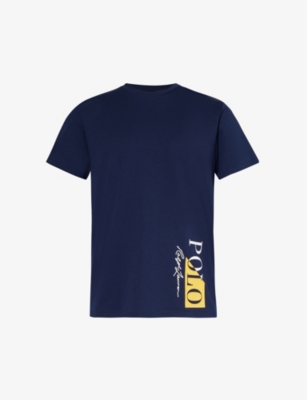 Polo Ralph Lauren Mens Navy Logo Text-print Cotton-blend Jersey T-shirt