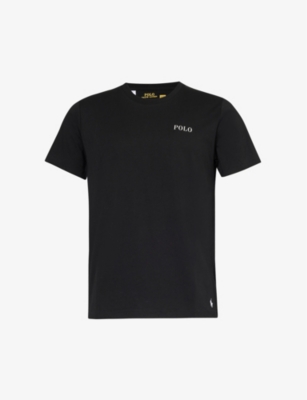 Polo Ralph Lauren Mens Polo Black Logo Text-print Cotton-jersey T-shirt