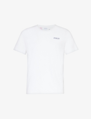 Polo Ralph Lauren Mens White Logo Text-print Cotton-jersey T-shirt