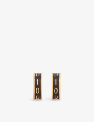 Pre-loved Christian Dior gold-plated and enamel hoop earrings