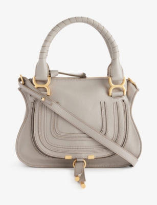 Chloé Chloe Womens Cashmere Grey Marcie Small Leather Shoulder Bag