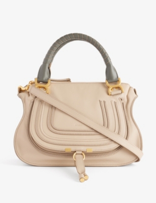 Chloé Chloe Womens Floral Grey Marcie Leather Shoulder Bag