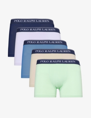 POLO RALPH LAUREN: Logo-waistband pack of five stretch-cotton trunks