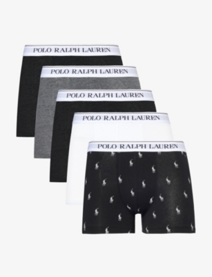 Polo Ralph Lauren Mens Multi Logo-embroidered Pack Of Five Stretch-cotton Trunks