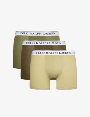 Shop Polo Ralph Lauren Mens Multi Logo-waistband Pack Of Three Stretch-cotton Boxer Briefs