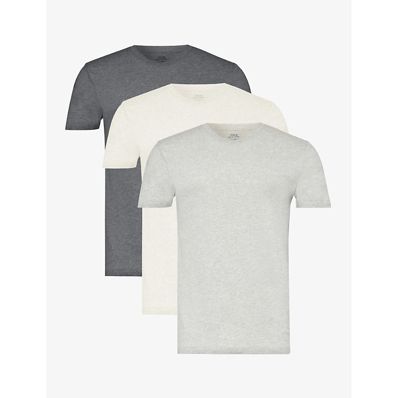 Polo Ralph Lauren Mens Multi Crew-neck Regular-fit Pack Of Three Cotton-jersey T-shirts