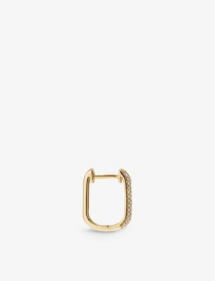 ROXANNE FIRST: Oval 14ct yellow-gold and 0.23ct pavé diamond hoop earrings