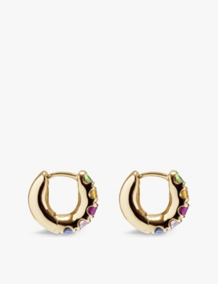 ROXANNE FIRST: Super Duper 14ct yellow-gold and 0.5ct sapphire single hoop earring