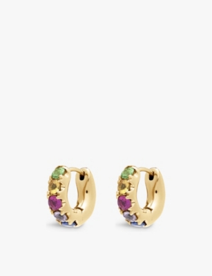 ROXANNE FIRST: Super Duper 14ct yellow-gold and 0.5ct sapphire single hoop earring