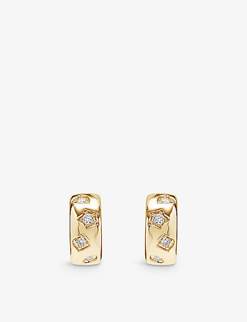 ROXANNE FIRST: Confetti 14ct yellow-gold and 0.28ct round-brilliant diamond hoop earrings