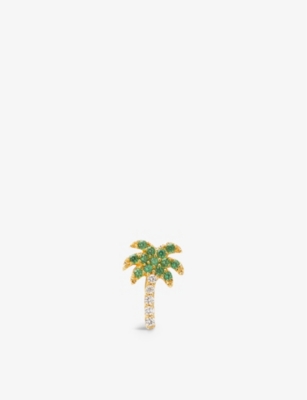 ROXANNE FIRST: Rocky's Palm Tree 14ct yellow-gold and 0.23ct diamond single stud earring