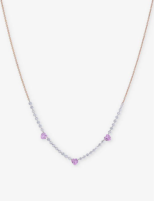 ROXANNE FIRST: Hearts 18ct rose-gold 0.96ct diamond and 0.75ct sapphire necklace