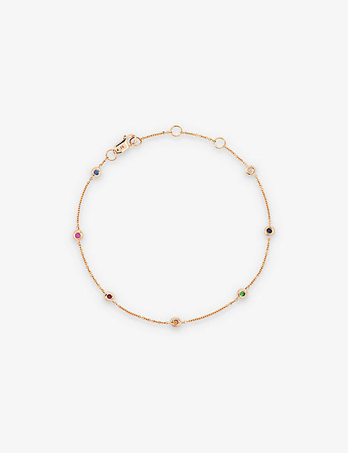 ROXANNE FIRST: Skittle Rainbow 14ct yellow-gold and 0.10ct sapphire bracelet