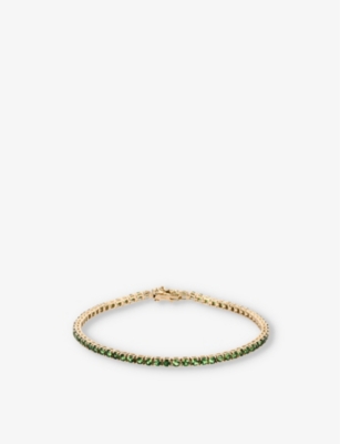 Roxanne First Womens Yellow Gold Tennis 14ct Yellow-gold And 3ct Tsavorite Bracelet In Green