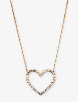 Roxanne First Womens Yellow Gold Heart 14ct Yellow-gold And 0.93ct Diamond Necklace