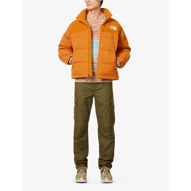 Shop The North Face Mens Desert Rust Nuptse Brand-embroidered Regular-fit Canvas Recycled-down Jacket