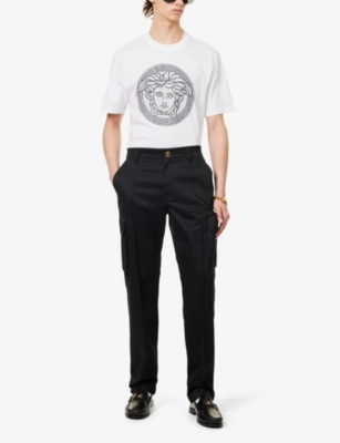 Shop Versace Medusa Brand-emblem Cotton-jersey T-shirt In Optical White