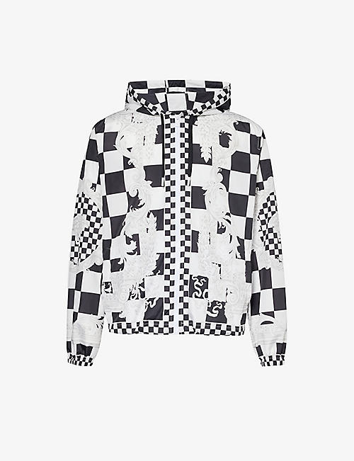 VERSACE: Medusa check-print relaxed-fit woven jacket