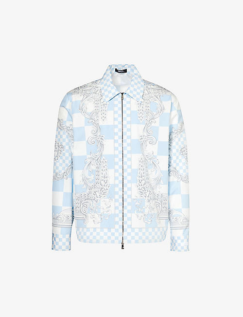 VERSACE: Baroque-pattern relaxed-fit cotton jacket