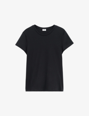 Filippa K Womens Black Regular-fit Fitted Cotton T-shirt