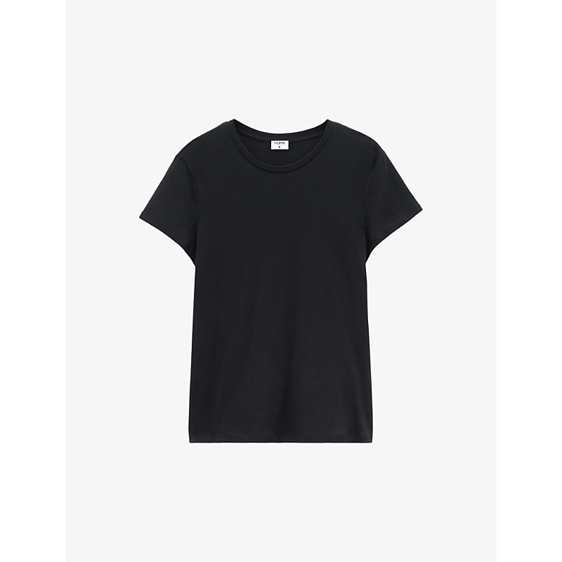 Filippa K Womens Black Regular-fit Fitted Cotton T-shirt