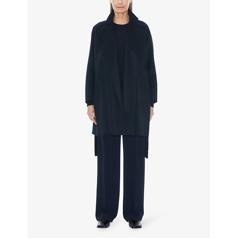 Shop Filippa K Edina Collar-tab Wool-blend Coat In Black