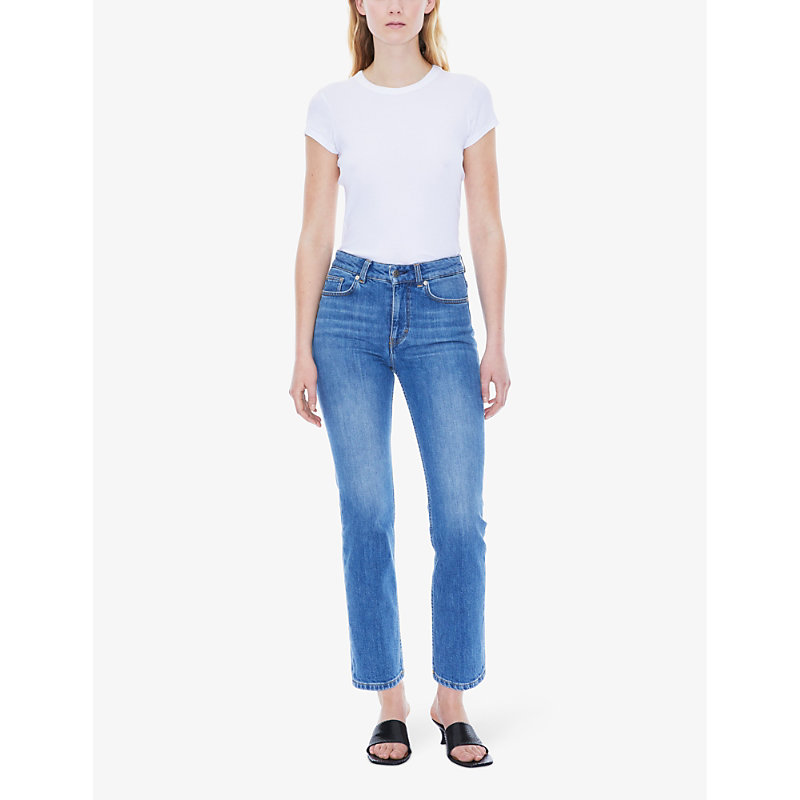 Shop Filippa K Women's Mid Blue Stella Straight-leg Mid-rise Stretch Organic-cotton Jeans