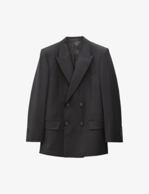 Filippa K Womens Black Peak-lapel Double-breasted Stretch-wool Blazer