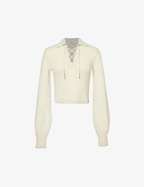 FILIPPA K: Lace-up cropped knitted polo jumper